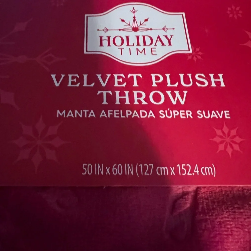 Holiday Time Candy Cane Plush Blanket - Deep Red